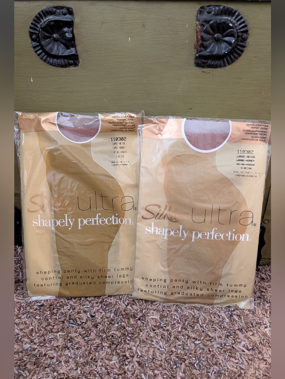 Silkies Ultra Shapely Perfection Pantyhose Large Beige Honey NEW 2 Pack